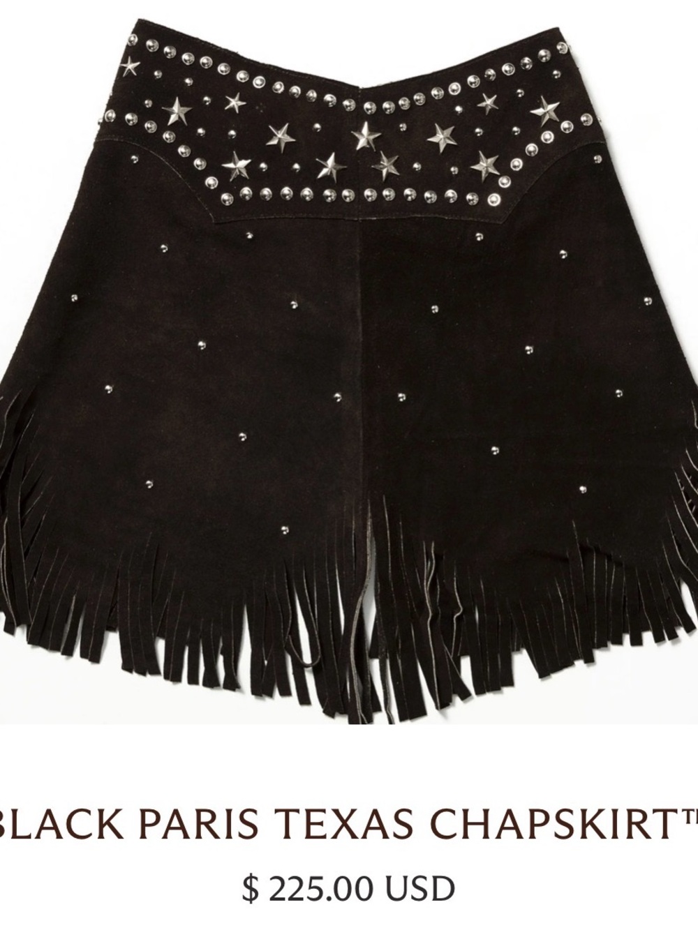 Paris Texas Black Studded Fringe Chap Skirt Belt - Picture 5 of 13